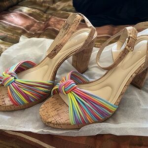 Jessica Simpson Multicolor Cork Heel Sandals
